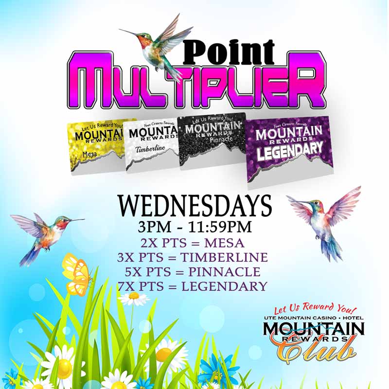 Point Multiplier Wednesdays Ute Mountain Casino Promotions 2024
