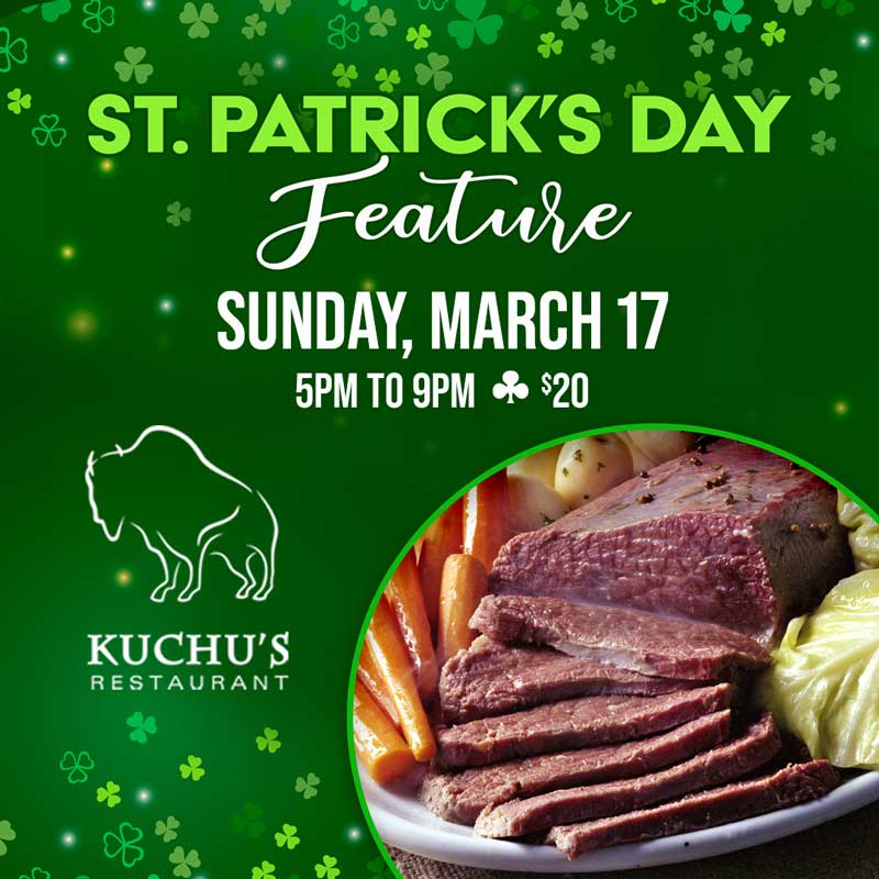 Kuchu's St. Patrick's Day Menu Dinner March 17 2024